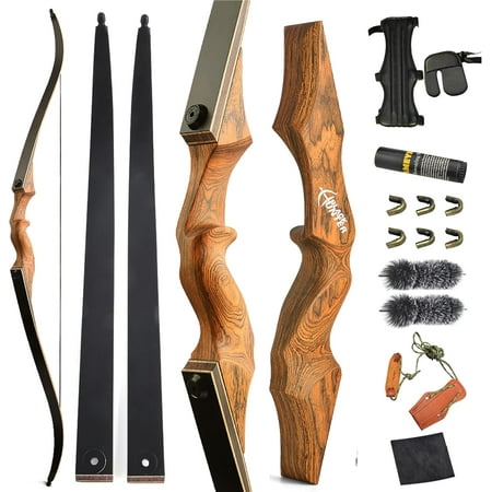 60" Black Hunter Original Recurve Bow for Adults American Hunting Archery 20-60lbs