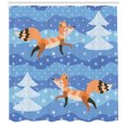 thumbnail image 3 of Fox Shower Curtain, Abstract Graphic of Animal and Trees on Wavy Snowing Winter Background, Fabric Bathroom Set with Hooks, 69W X 70L Inches, Multicolor, by Ambesonne, 3 of 3