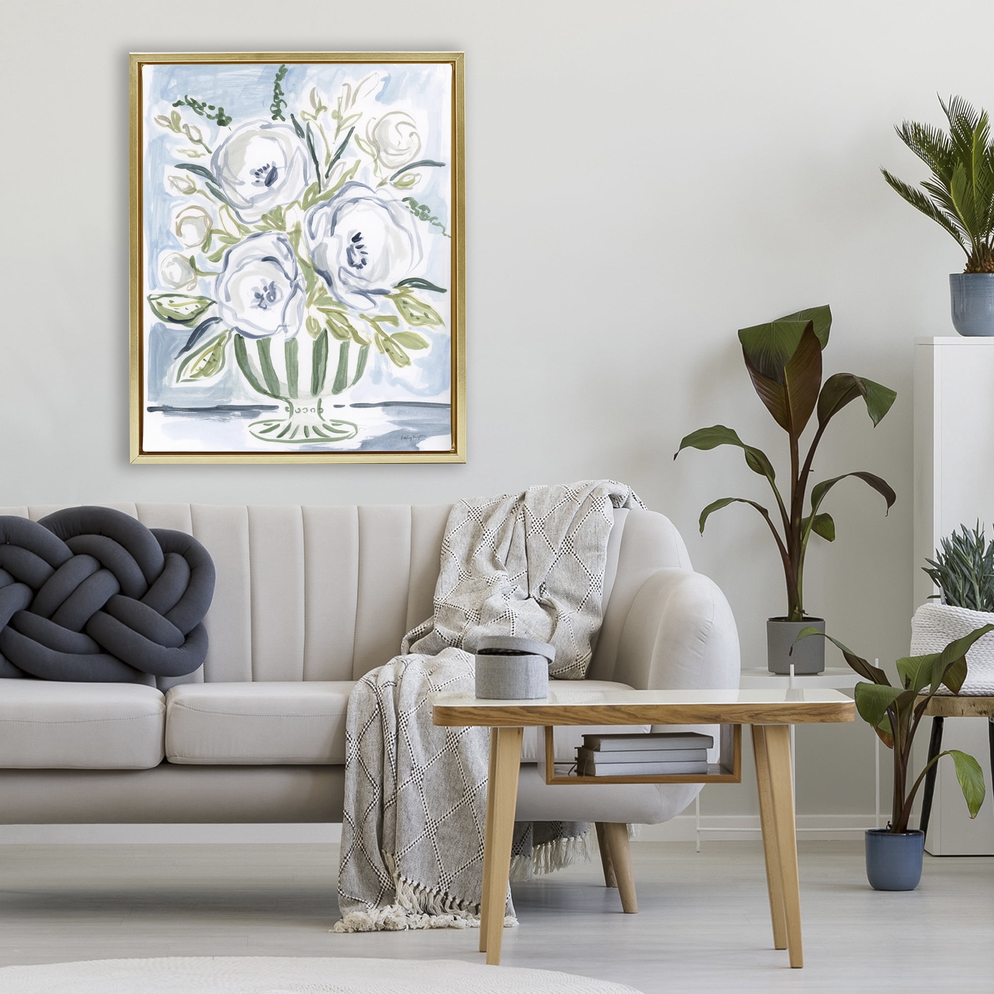Stupell Industries Fiona Pastel Floral Bouquet Gold Framed Floater Canvas Wall Art, design by Haley Knighten