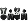 thumbnail image 3 of SiiRoh 2Pcs Gymnastics Leotard for Girls Sleeveless Tumbling Dance Biketard with Metallic Shorts Set White 6, 3 of 4
