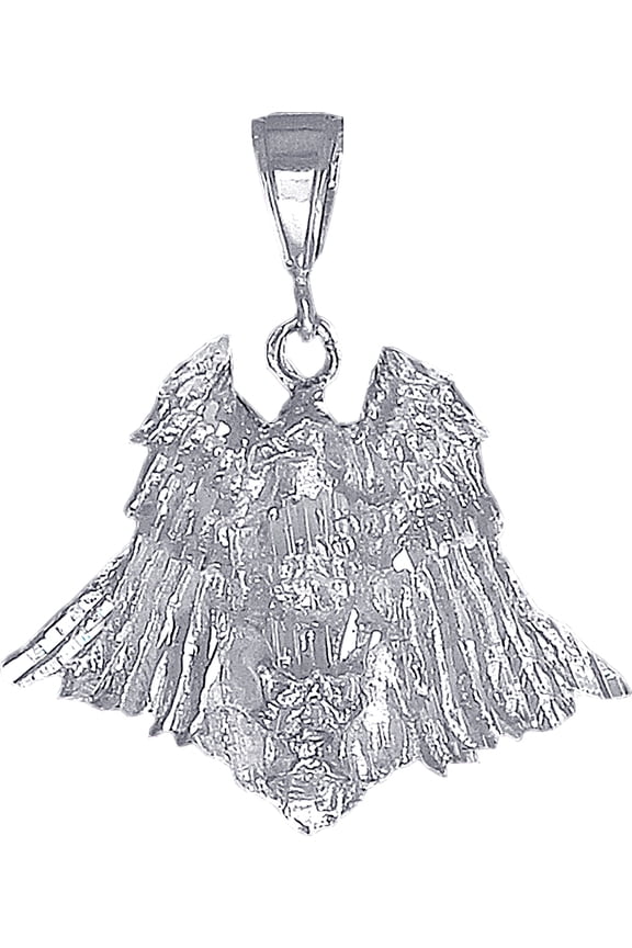 Sterling Silver Eagle Charm Pendant Necklace with Diamond Cut Finish and 24 Inch Figaro Chain