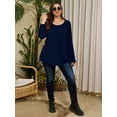 thumbnail image 7 of LARACE Womens Plus Size Long Sleeve Tops Tunic Tops Casual Floral Henley Shirts NavyBlue 3X, 7 of 7