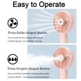 thumbnail image 3 of Ventilador de mano pequeño con tanque de agua de 20 ml, recargable por USB/batería, para camping, viajes, exteriores, rosa, 3 of 5