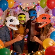 Hard Plastic Dinosaur Mask with Felt & Eye Mesh and Paint & Peach Pink White Faux Fur,T-Rex Dino Mask Moving Jaw and Sounds,Furry Head Base for Halloween Christmas,Fursuit Therian DIY Dino Masks