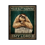 Poster Master Vintage Animal Poster - Retro Funny Print - 16x20 UNFRAMED Wall Art - Gift for Artist, Friend - Your Butt Napkins My Lord, Sloth, Toilet Paper - Wall Decor for Home, Bathroom, Dorm