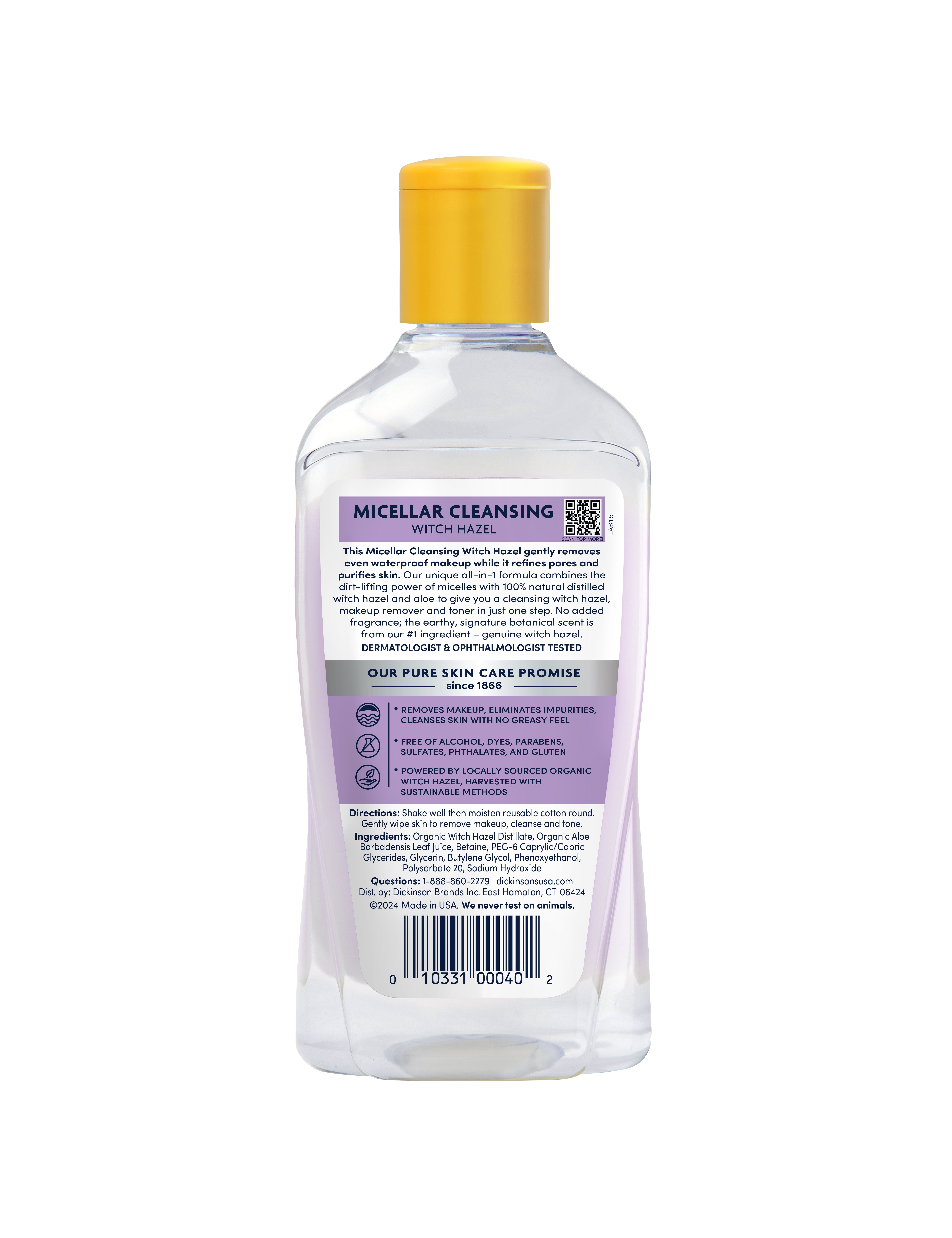 (3 pack) Dickinson's Micellar Cleansing Witch Hazel, 16 fl oz