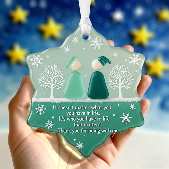 Sea Glass Ornaments With Snowflake Ornaments Accent And Sea Glass Christmas Tree Hanging Decor For Friendship Keepsake Decoration