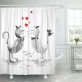 thumbnail image 1 of ABPHQTO Negro San Valentín Dibujado a mano Gatos enamorados Beso blanco Pareja Dibujo Dibujos animados Boceto Arco Cortina de ducha Cortina de baño 165x180 cm ABPHQTO PKNMT66x72Shower-13804, 1 of 2