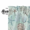 thumbnail image 2 of Teal Brown Coastal Window Valance for Kitchen, Summer Starfish Shell Coral Nautical Rod Pocket Short Curtain for Small Windows, Light Filtering Decorative Valance, 42 x 18 Inch, 2 of 9