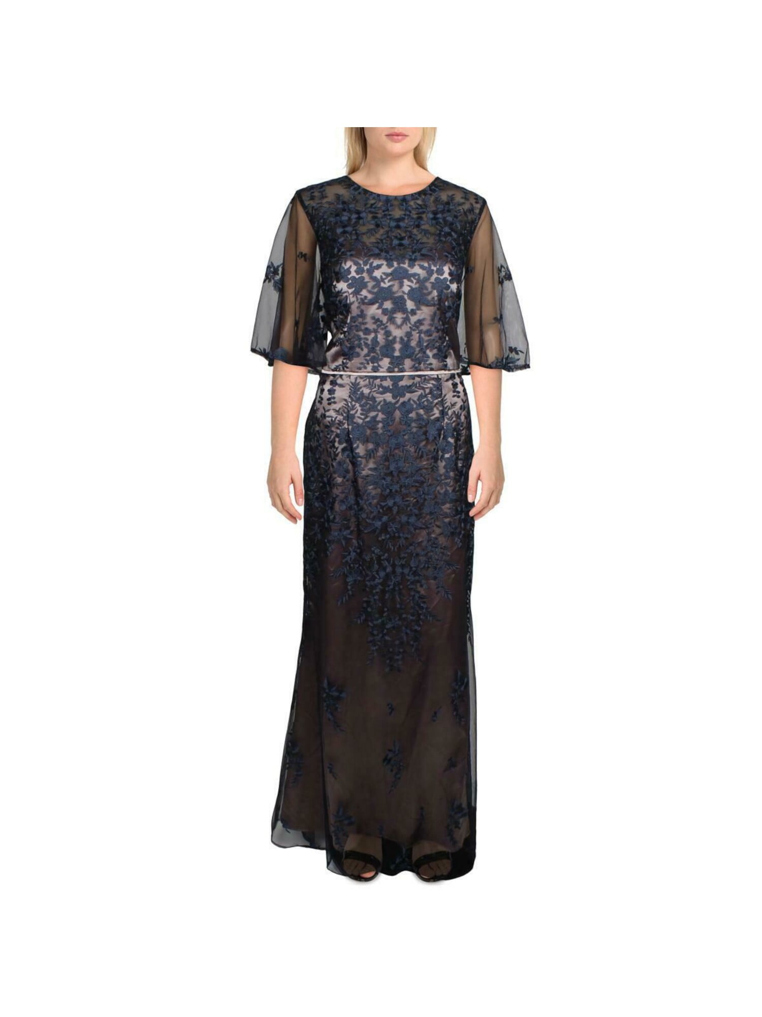 Js collections beaded soutache bell sleeve dress hotsell