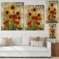 thumbnail image 4 of Designart 'Poppies and Sunflowers In The Wild' Traditional Print on Natural Pine Wood, 4 of 5