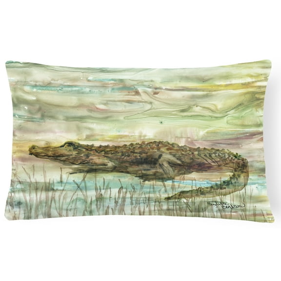 Alligator Sunset Canvas Fabric Decorative Pillow