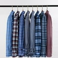 thumbnail image 2 of FLMEI Men's Plaid Shirts Long Sleeve Non-iron Blouses Tops Lapel Loose Dress Shirts Easy Care Formal Shirts for Four Seasons Size 38-45, 2 of 7