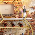 thumbnail image 6 of Gold Round Bar Carts with Wine Rack and Wheels,2 Tiers Modern Metal Round Wine Cart,Rolling Home Serving Cart,Industrial Mobile Storage Kitchen Trolley for Kitchen, Bar, Living Room, 6 of 9
