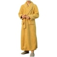 thumbnail image 4 of Womens Men Winter Fleece Robes, Unisex Soft Plush Long Bathrobe, Thick Kimono Robes for Womens, Warm House Coat Yellow XXXL, 4 of 6