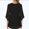 thumbnail image 6 of BXINGOHAI Womens Collared V Neck 3/4 Sleeve Shirts Business Casual Tops Loose Work Blouses Black,L, 6 of 7
