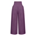 thumbnail image 5 of Njagoc3 Womens Solid Color High Waist Wide Leg Pants - Relaxed Fit Straight Leg 7/8 Length Casual Trousers with Pockets Breathable Cotton Blend, 5 of 6