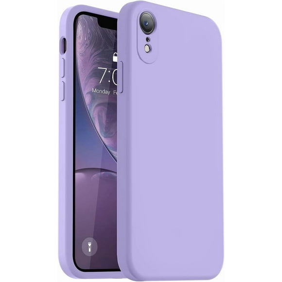 TEMOGU-Compatible with iPhone XR Case, Upgraded Liquid Silicone with [Flat Edges] [Camera Protection] [Soft Anti-Scratch Microfiber Lining] Phone Case for iPhone 10 XR 6.1 inch - Light Purple