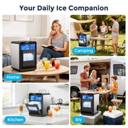 Snowyermine Nugget Ice Maker Countertop, 44 lbs per Day, Soft, Chewable Sonic-Style Pebble Ice, One-Touch Self-Cleaning, Stainless Steel, Black, for Home, Kitchen, Office, RV and Camping