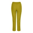 thumbnail image 3 of Mrat Linen Capris for Women Casual Capris Pants Solid Cropped Comfy Baggy Trousers with Pockets Loose Pants S-19 Yellow XL, 3 of 4