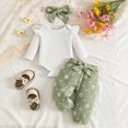thumbnail image 2 of larppty Newborn Baby Girl Clothes Rib Knit Romper Daisy Print Pants Infant Girl Outfit with Headband, 2 of 7