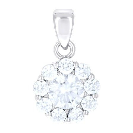 925 Sterling Silver Womens Cubic-Zirconia Flower Fashion Charm Pendant