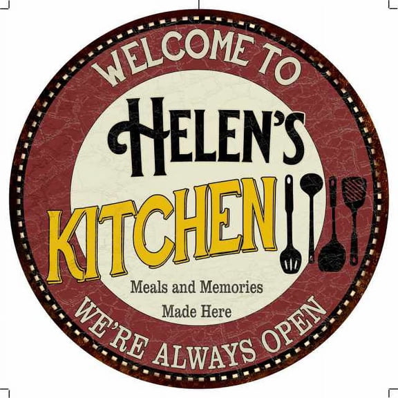 Helen's Kitchen 12" Round Metal Sign Bar Game Room Wall Déco 200120040017