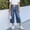 Blue, variant on OGLCCG Capri Jeans for Girls Teens Casual Summer Drawstring Elastic Waist Straight Leg Cropped Denim Pants Stretch Pull on Jean Pants 4-15 Years