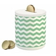 thumbnail image 1 of Mint Piggy Bank, Chevron Pattern Horizontal Zigzag Twisty Turns Modern Aztec Folk Inspirations, Ceramic Coin Bank Money Box for Cash Saving, 3.6" X 3.2", White Jade Green, by Ambesonne, 1 of 4