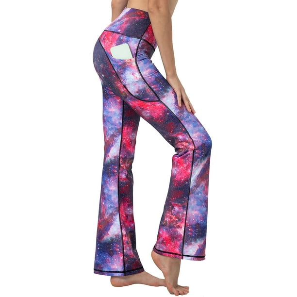 BUBBLELIME 29313335 4 Styles Womens High Waist Bootcut Yoga Pants - Side  Pockets_galaxy XS-29 Inseam 