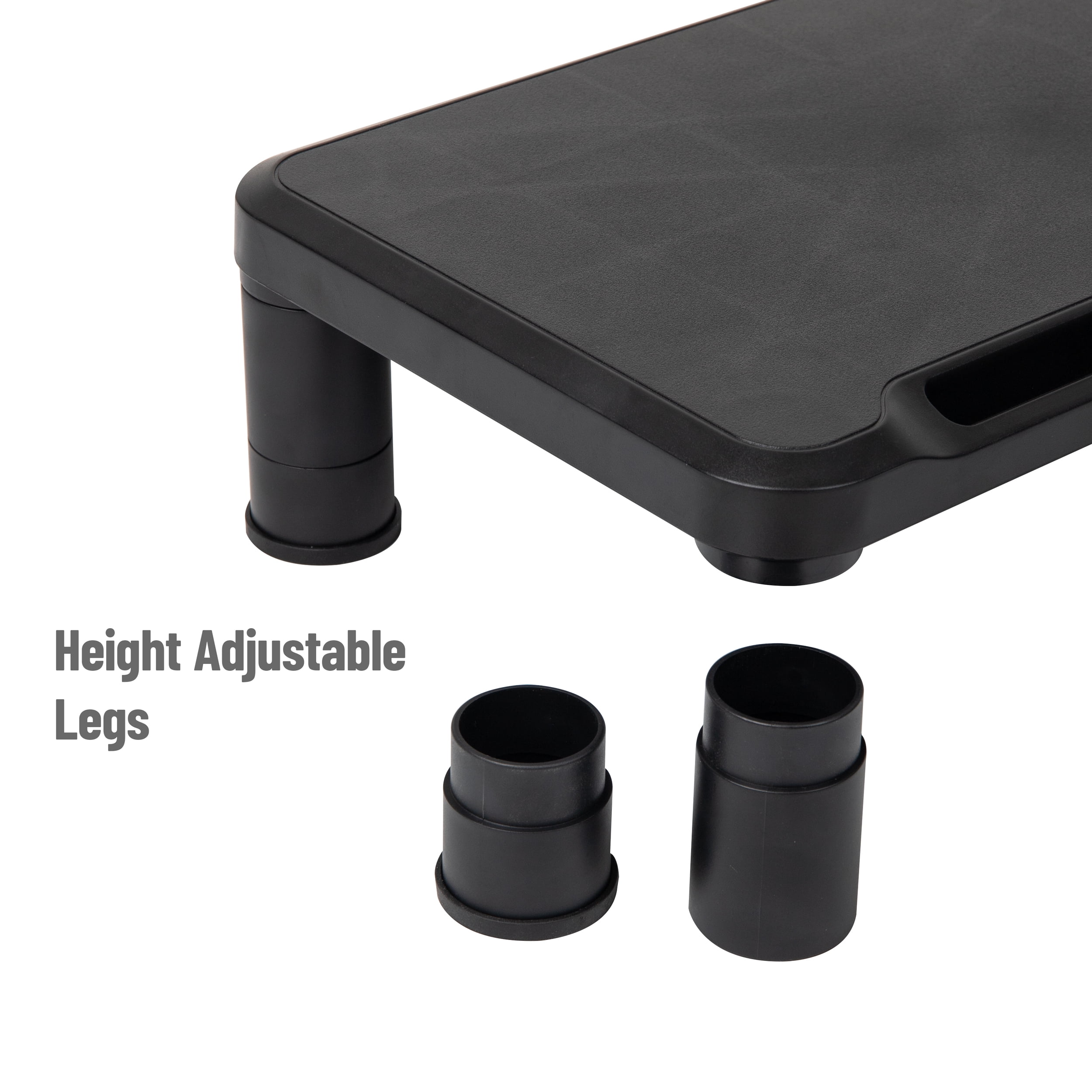 Mind Reader Monitor Stand, Height Adjustable, Laptop, Computer, Riser, Set of 2, Black