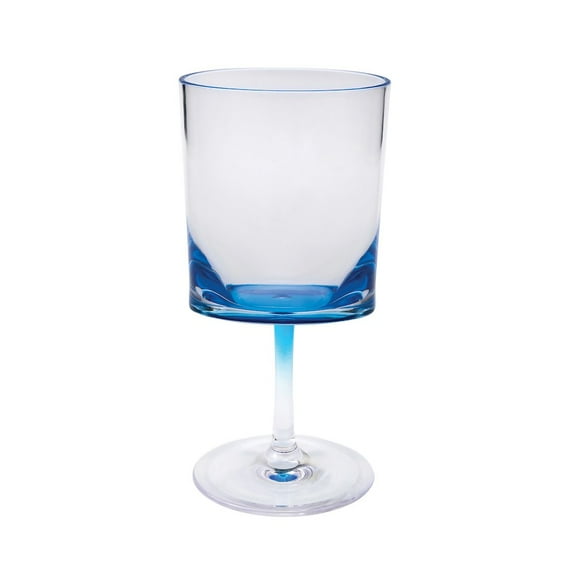 HomeRoots Set Of Four Clear And Blue Acrylic Stemmed All Purpose Wine Glass