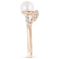 thumbnail image 3 of Angara Japanese Akoya Cultured Pearl Solitaire Ring with Diamonds in 14K Rose Gold for Women | June Birthstone Jewelry for Her, 3 of 8