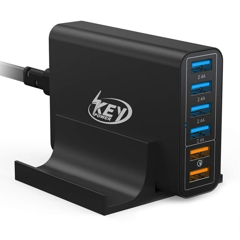 rense gå ind Fejl Key Power Multi Port USB Fast Charger Station Qualcomm Certified 60W 6-Port  QC 3.0 and 2.4A Desktop Quick Charge Compatible with iPhone iPad Pro Air  Mini Samsung Galaxy Tablet and More -