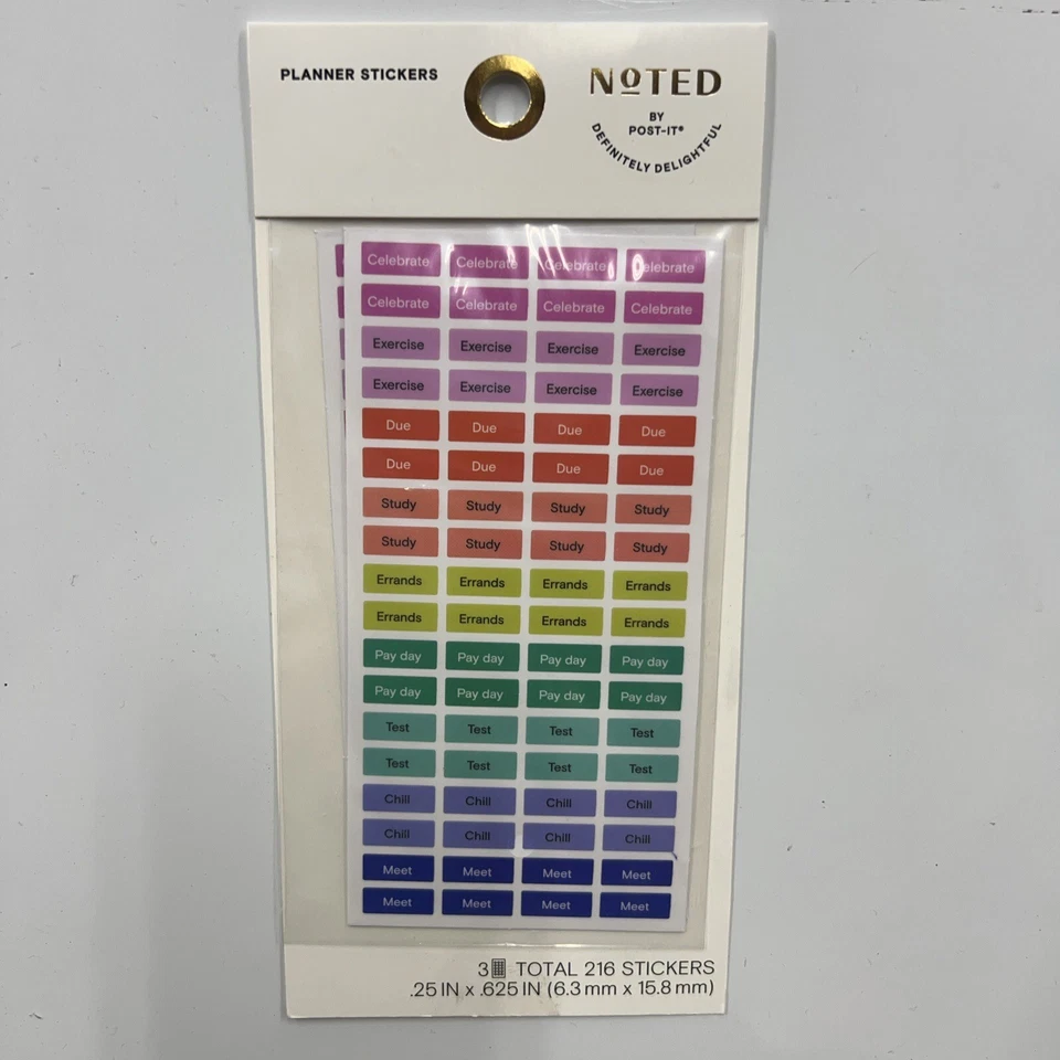 Noted By Post It Planner Stickers 216 Total 3 Sheets Planner Stickers 2 Pack