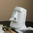 thumbnail image 4 of Creative Moai Tissue Holder Box - de tapa decorativa Papel facial Escultura Moai Tocador de baño Encimera de dormit Toc bnco Soledad Sostenedor del tejido, 4 of 9