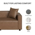 thumbnail image 6 of Mainstays Wynnewood 75" Low Profile Faux Leather Sofa Couch with 2 Throw Cushions, Brown, 6 of 23