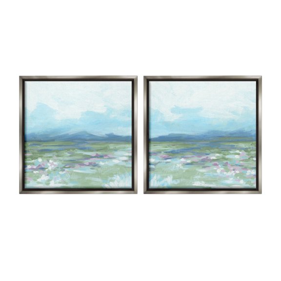 Stupell Industries Stormy Mountain Landscape Landscape Painting Gray Floater Framed Canvas Art Print Wall Art, 25 x 25, Set of 2