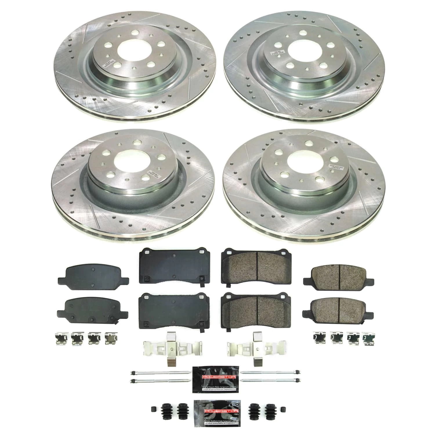 PowerStop Front and Rear Z23 Evolution Sport Carbon-Fiber Ceramic Brake Pad and Drilled & Slotted Rotor Kit Fits: TESLA Select Models K8904