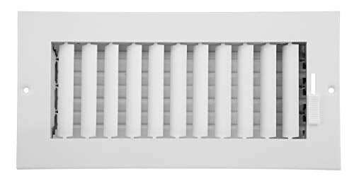 10 x 4 Accord Ventilation ABSWWH2104 Sidewall/Ceiling Register with 2-Way Design Duct Opening Measurements White