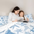 thumbnail image 4 of Manfei Blue Watercolor Seashell Fish Queen Comforter Set for Kids Boys and Girls, Marine Plant Print Bedding Comforter Set, Reversible 3pcs, 1 Comforter and 2 Pillowcases, 4 of 6