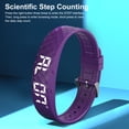 thumbnail image 5 of Nieyigj Purple Vibrating Alarm Reminder USB Charging Watch LED Fitness Tracker Watch with Timer for Calories Sleep Tracking, Lightweight Silicone Band, Length 9.8 inches / 24.89 cm, 5 of 9