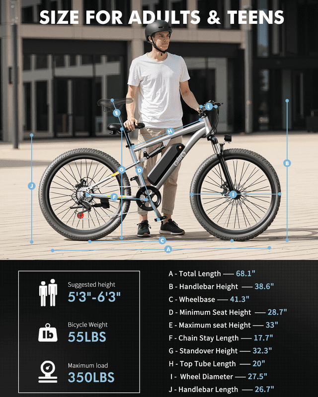 Qlife Racer 27.5 Inch Electric Bicycle for Adults, Full Suspension 21-Speed Mountain Ebike with More Than 1200W 28MPH Brushless Motor,Gray