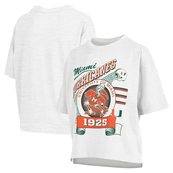 Women's Pressbox White Miami Hurricanes Rock & Roll Slub-T-Shirt