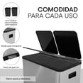thumbnail image 2 of Bote de basura Ninon INOX-60L de 60 litros con doble compartimento de 30 L + 30 L, 2 of 8