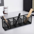 thumbnail image 4 of 5 Compartment Metal Mesh Desk organizer - Multi-Purpose Pen Storage Caddy, Office Supplies Holder, Slim Stationary organizer, Black, JKODE, 4 of 6