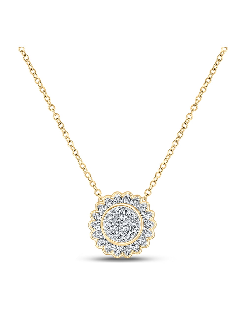 Macey Worldwide Jewelry 10k Yellow Gold Diamond Necklace 1/5 Ctw