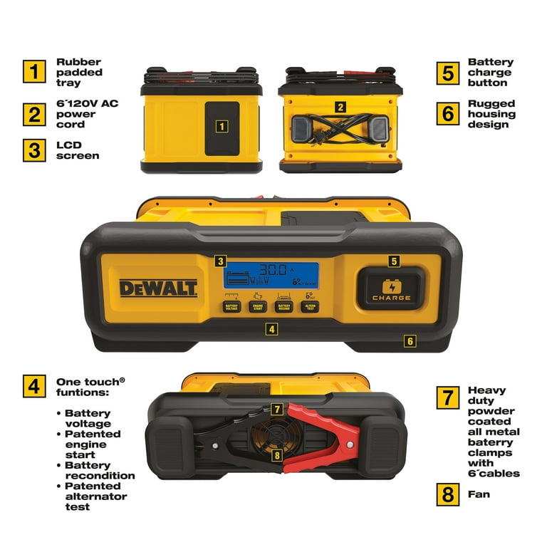DEWALT DXAEC100 Professional 30-Amp Charger and 3-Amp Maintainer with 100-Amp Engine - Walmart.com