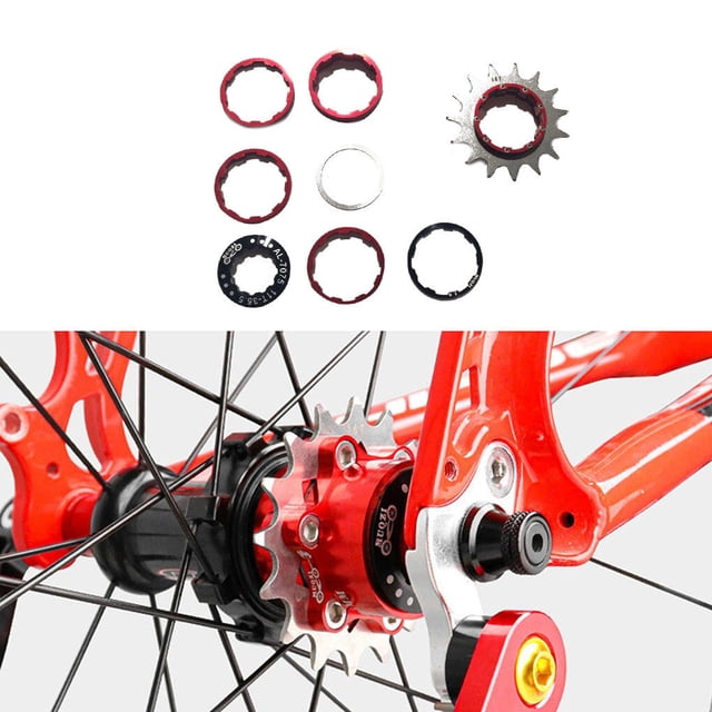 Volant d'Inertie à Vitesse Unique 15T Mis Roues Libres Fin Verrouillage Conversion Kit Vélo de Montagne Rouge