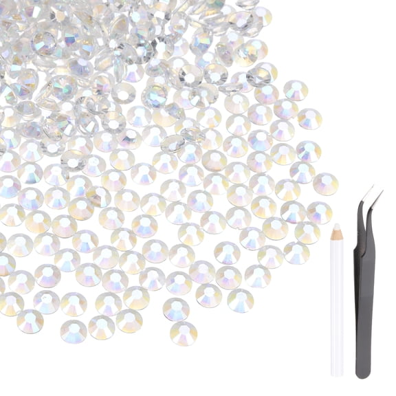Uxcell 3000 Pcs Flatback Crystal Rhinestones, Resin Crystal Gems with Tweezer Dotting Pen Non Hotfix for Bedazzling Tumblers Mugs Bottles Nail DIY Crafts(SS12 3mm, AB Color)